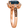 Chocolatier® Deep Sea Blue Topaz (2-1/4 ct. t.w.) & Diamond (1/2 ct. t.w.) Halo Ring in 14k Rose Gold