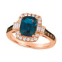 Chocolatier® Deep Sea Blue Topaz (2-1/4 ct. t.w.) & Diamond (1/2 ct. t.w.) Halo Ring in 14k Rose Gold