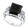 Onyx & Diamond Accent Openwork Statement Ring in Sterling Silver