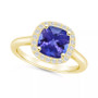 Tanzanite (2-1/3 ct. t.w.) & Diamond (1/4 ct. t.w.) Cushion Halo Ring in 14k Gold