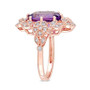Amethyst (4 ct. t.w.) and Diamond (1/4 ct. t.w.) Floral Vintage Cocktail Ring in 14k Rose Gold