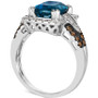 Chocolatier® Deep Sea Blue Topaz (2-1/2 ct. t.w.) & Diamond (5/8 ct. t.w.) Halo Ring in 14k White Gold