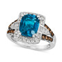 Chocolatier® Deep Sea Blue Topaz (2-1/2 ct. t.w.) & Diamond (5/8 ct. t.w.) Halo Ring in 14k White Gold