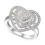 Cubic Zirconia Heart Cluster Halo Ring in Sterling Silver