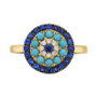 EFFY® Sapphire (1/2 ct. t.w.), Turqouise & Diamond (1/20 ct. t.w.) Statement Ring in 14k Gold