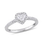 Certified Diamond (3/4 ct. t.w.) Heart and Round-Shape Engagement Ring in 14k White Gold