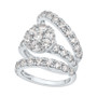 Diamond Cluster 3-Pc. Bridal Set (4 ct. t.w.) in 14k White Gold