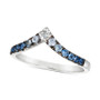 Denim Ombré (1/3 ct. t.w.) & White Sapphire (1/10 ct. t.w.) V Ring in 14k White Gold
