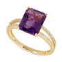 Amethyst (2-9/10 ct. t.w.) and Diamond (1/10 ct. t.w.) Split Shank Ring in 14k Gold