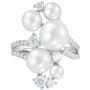 Cultured Freshwater Button Pearl (4 - 9-1/2mm) & Cubic Zirconia Cluster Ring in Sterling Silver