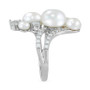 Cultured Freshwater Button Pearl (4 - 9-1/2mm) & Cubic Zirconia Cluster Ring in Sterling Silver
