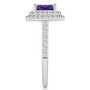 Amethyst and Diamond Accent Halo Ring in 14K White Gold