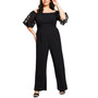 Plus Size Puffed-Sleeve Off-The-Shoulder Jumpsuit