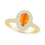 Citrine and Diamond Accent Halo Ring in 14K Yellow Gold