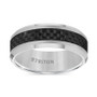 Men's Tungsten Carbide Ring, Black Carbon Fiber Stripe Wedding Band