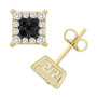 Men's Black & White Diamond Greek Key Stud Earrings (1/2 ct. t.w.) in 10k Gold