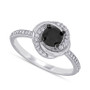 Black Diamond (1 ct. t.w.) & White Diamond (1/10 ct. t.w.) Swirl Engagement Ring in 14k White Gold