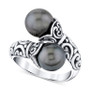 Cultured Tahitian Pearl Bypass Ring (8mm) in Sterling Silver