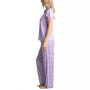Women's Tie-Cuff Split-Sleeve Top & Open-Leg Pajama Pants Set