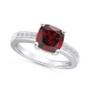 Garnet and Diamond Ring (2-3/4 ct.t.w and 1/8 ct.t.w) 14K White Gold