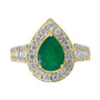 EFFY® Emerald ( 1-1/8 ct. t.w.) & Diamond (3/8 ct. t.w.) Teardrop Ring in 14k Gold