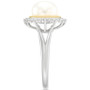 Cultured Freshwater Button Pearl (8mm) & White Topaz (1/4 ct. t.w.) Halo Ring in Sterling Silver & 14k Gold