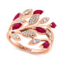 EFFY® Ruby (7/8 ct. t.w.) & Diamond (1/4 ct. t.w.) Vine Ring in 14k Rose Gold