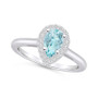 Aquamarine (3/4 ct. t.w.) and Diamond (1/5 ct. t.w.) Halo Ring in 14K White Gold