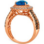 Deep Sea Blue Topaz (2 ct. t.w.) & Diamond (1 ct. t.w.) Teardrop Halo Ring in 14k Rose Gold