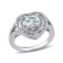 Aquamarine (1 1/2 ct. t.w.) and Diamond (1/5 ct. t.w.) Halo Heart Ring in 10k White Gold