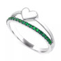 Emerald & Polished Heart Split Shank Ring (3/8 ct. t.w.) in Sterling Silver (Also in Ruby)