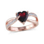 Garnet and Diamond Heart Ring