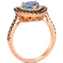 Sea Blue Aquamarine (1-1/10 ct. t.w.) & Diamond (5/8 ct. t.w.) Heart Halo Ring in 14k Rose Gold