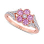 Pink Sapphire (3/4 ct. t.w.) & Diamond (1/6 ct. t.w.) Flower Ring in 10k Rose Gold