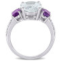 Aquamarine (3 ct. t.w.), Amethyst (4/5 ct. t.w.) & Diamond (1/10 ct. t.w.) Ring in Sterling Silver