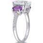 Aquamarine (3 ct. t.w.), Amethyst (4/5 ct. t.w.) & Diamond (1/10 ct. t.w.) Ring in Sterling Silver