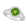 Peridot (2 ct. t.w.) and Diamond (1/2 ct. t.w.) Halo Ring in 14K White Gold
