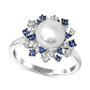 Cultured Freshwater Pearl (8mm) & Cubic Zirconia Halo Ring in Sterling Silver