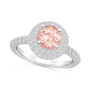 Morganite and Diamond Accent Halo Ring in 14K White Gold
