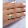 Lab-Created Malachite & Cubic Zirconia Butterfly Ring in 14k Gold-Plated Sterling Silver
