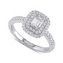 Diamond Emerald-Cut Double Halo Engagement Ring (1 ct. t.w.) in 14k White Gold