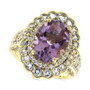Pink Amethyst (5 ct. t.w.) & White Topaz (3-5/8 ct. t.w.) Halo Ring in Gold-Plated Sterling Silver