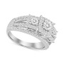 Diamond Three Stone Halo Multirow Ring (1 ct. t.w.) in 10k White Gold