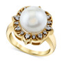 Cultured Freshwater Pearl (11mm) & Diamond (1/6 ct. t.w.) Statement Ring in 10k Gold