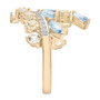 Blue Topaz (1-1/2 ct. t.w.), White Topaz (1-1/2 ct. t.w.) & Diamond (1/10 ct. tw) Leaves Ring in 14k Yellow Gold
