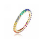 Sterling Silver 14K Gold Plating Cubic Zirconia Multicolored Eternity Ring
