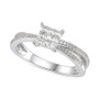 Cubic Zirconia Square Cluster Split Shank Ring in Sterling Silver