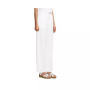 Women's Petite High Rise Elastic Back Wide Leg Linen Pleated Pants