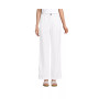 Women's Petite High Rise Elastic Back Wide Leg Linen Pleated Pants