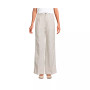 Women's Petite High Rise Elastic Back Wide Leg Linen Pleated Pants